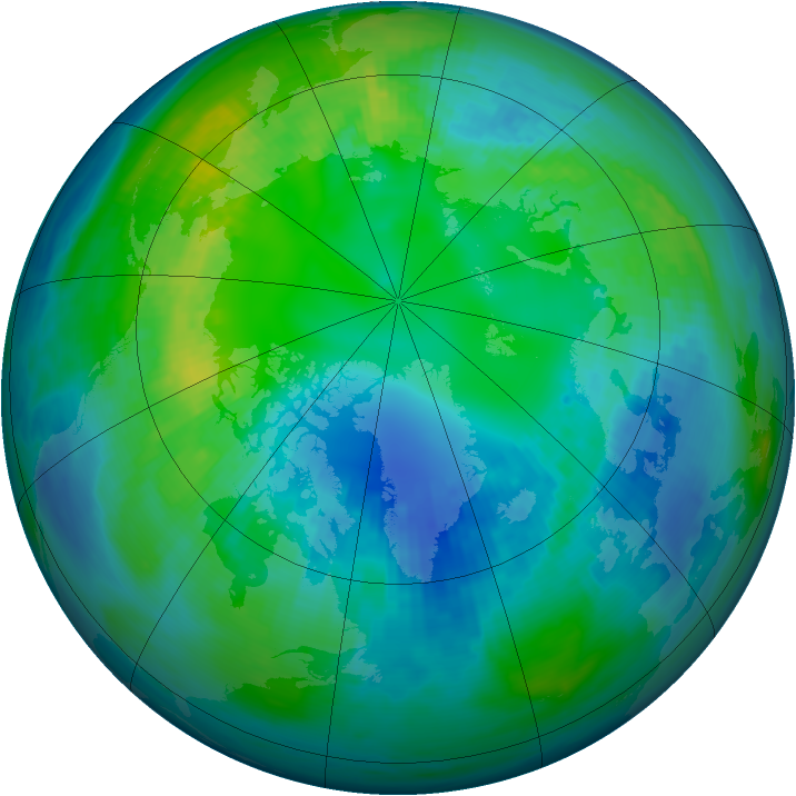 Arctic ozone map for 27 October 1988